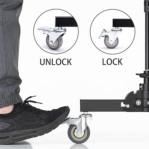 Miniatura 6 de Soporte de luz para fotografía resistente con ruedas de ruedas, trípode C de acero inoxidable para reflector, paraguas, softbox y monolight, altura