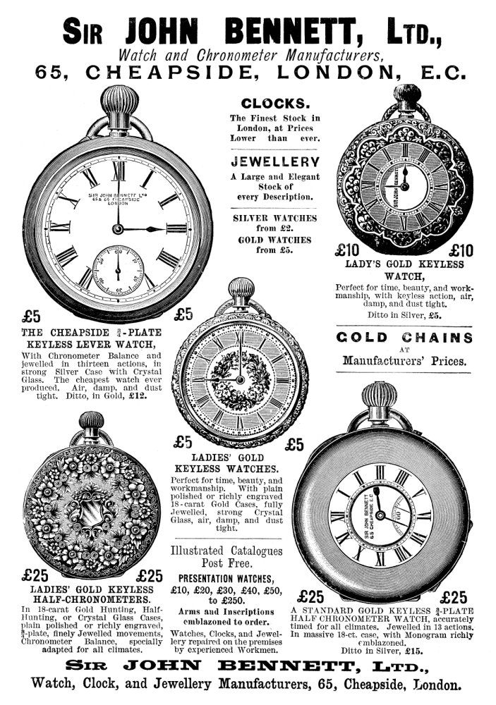 Ad Pocket Watches C1896 Nenglish Advertisement For Sir John BennettS Pocket Watches C1896 Poster Print by (24 x 36)