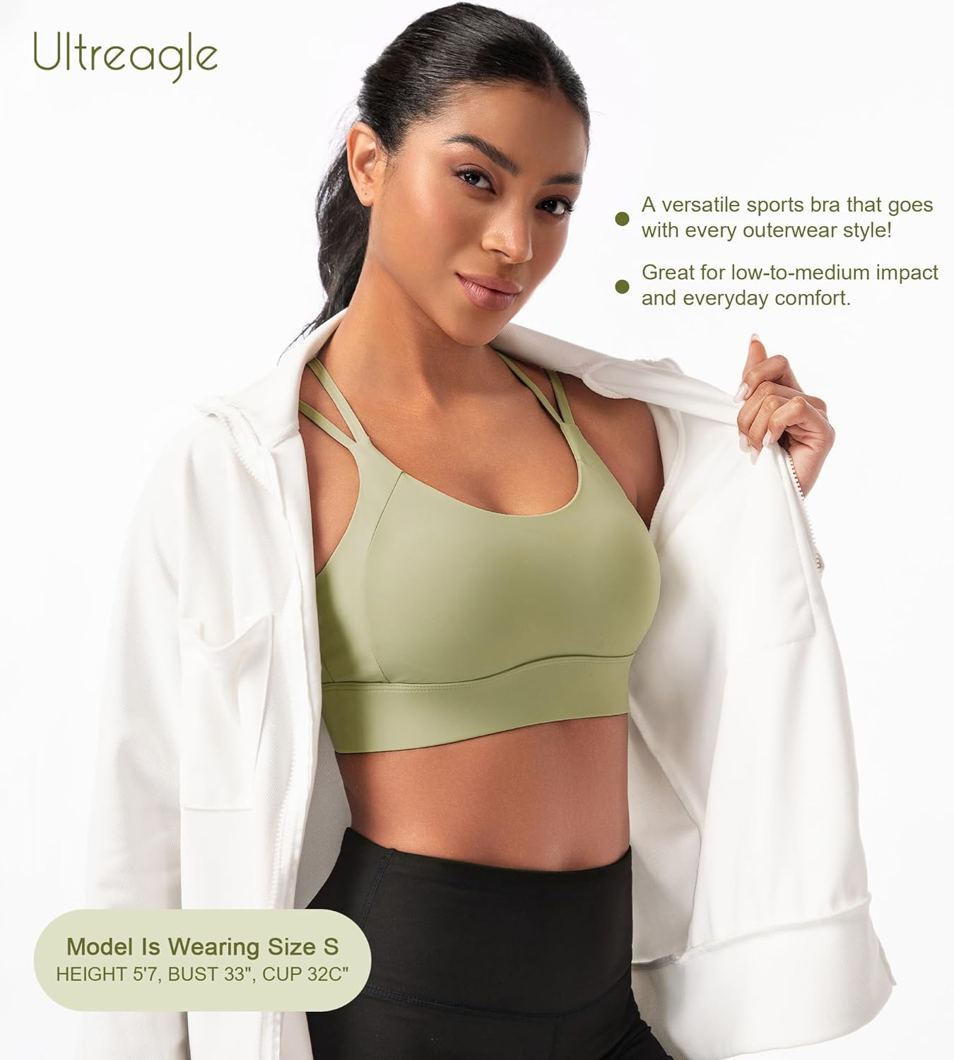 Strappy Sports Bras for Women - Padded Yoga Gym Bra Low Impact Womens Workout Tops - Image 4