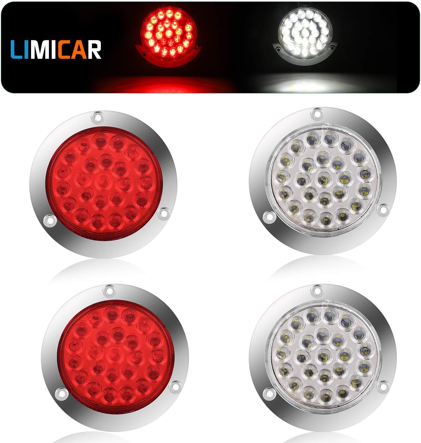 Trailer Accessories LIMICAR 4 Round LED Trailer Tail Light Red 4PCS 24