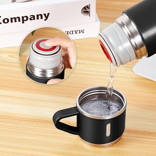 Miniatura 2 de Bestsmart - Juego de termo de acero inoxidable de 16.9 fl oz17 onzas, botella de agua aislada con tres tazas para bebidas frías y calientes, color