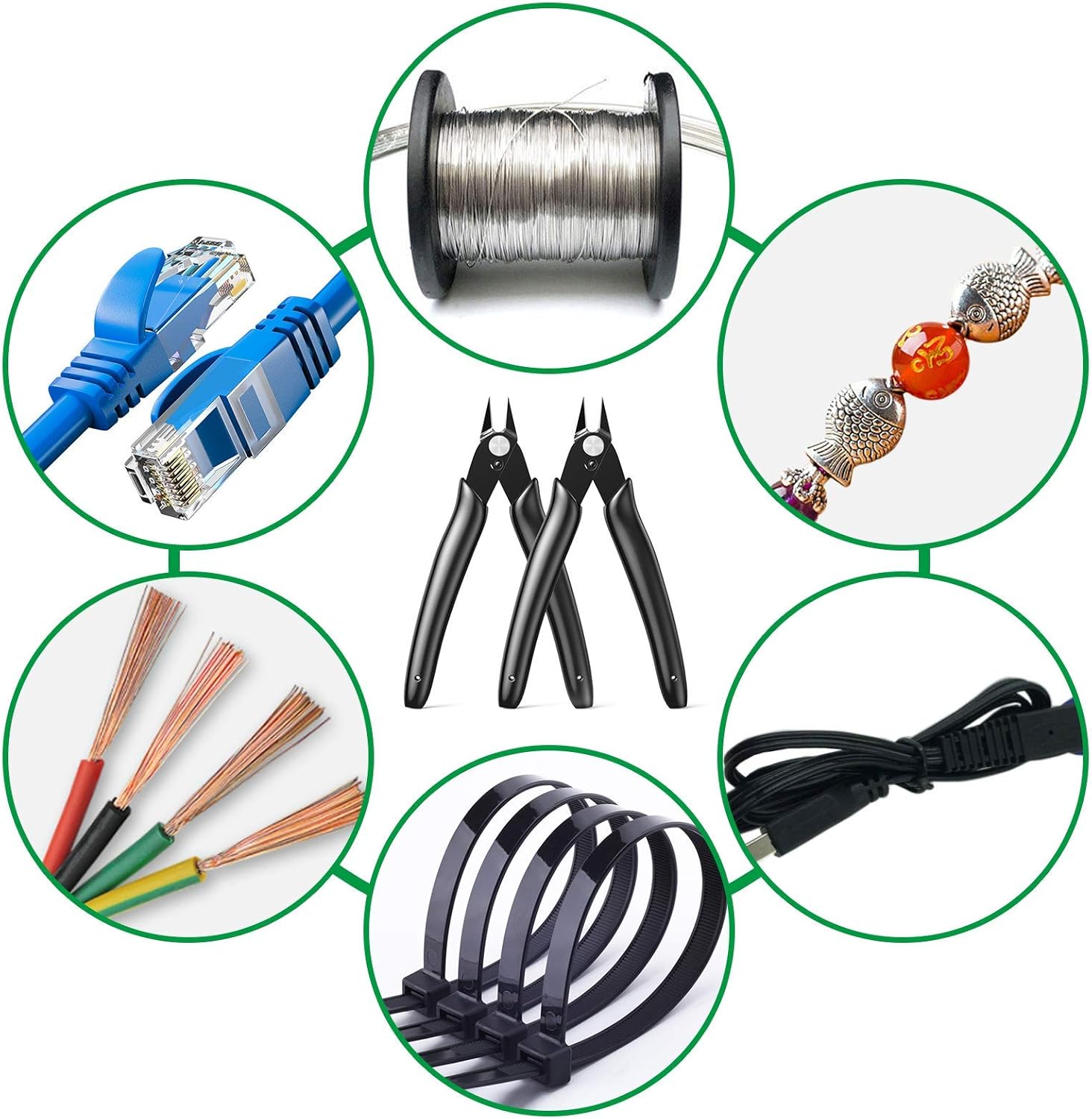 BOENFU Micro Wire Cutters 5 Inch 3d Print Snips Model Nippers Filament Zip Tie Flush Cutter for Jewelry Making, Soft Copper Wire, Crafts, Floral, Electronics, Black