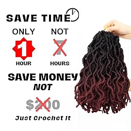Faux Locs Crochet Hair 10 Inch 6 Packs 3 Tone Ombre Red Goddess Locs Crochet Hair for Black Women, Prelooped Gypsy locs Crochet Hair for kids Wavy Dreadlocks Crochet Hair Extensions, 1B/99j/530