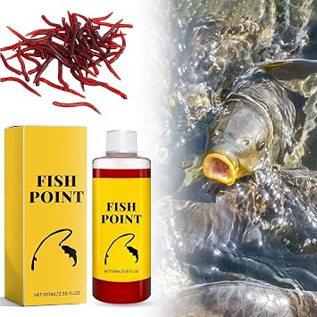 Red Worm Liquid Spray, Concentrated Fish Attractant Liquid, Fishing Bait Scent Attractant, Fast-Acting Red Worm Bait Additive for Freshwater Fishing, Enhances Scent & Improves Bite Response