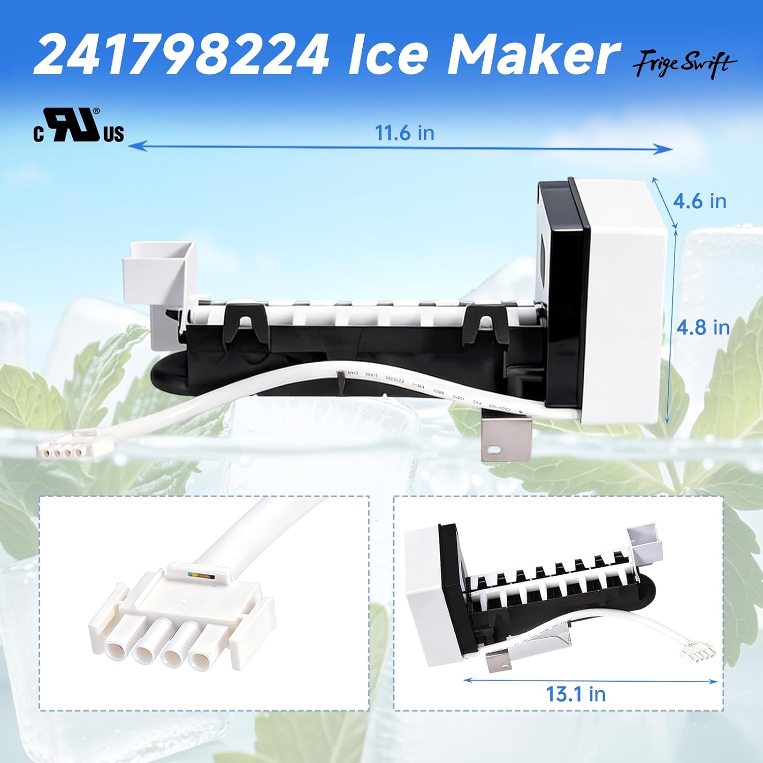 241798231 241798224 Ice Maker, Auto Start-Stop, Replaces 241798201, 5304456671, 241642501, Compatible with Electrolux, Frigidaire, Kenmore, and Gibson Refrigerators 241798224 Ice Maker Replacement
