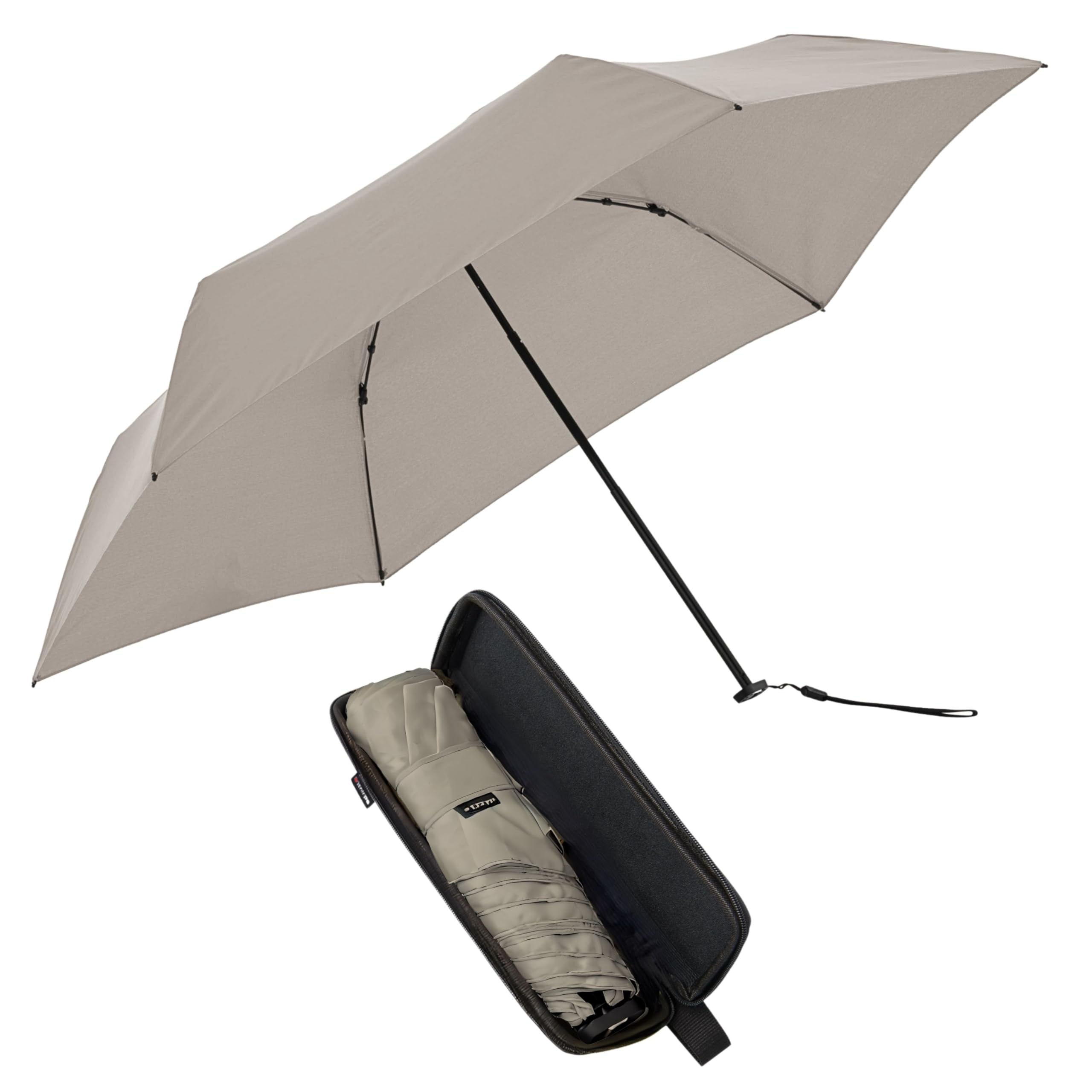 Knirps X4U Mini Compact Umbrella, Windproof Folding for Travel, Sesame
