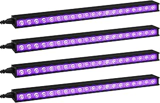 UV Black Lights 4 Pack, OPPSK LED Blacklight Bar for Halloween Glow Party Lighting Stage, 395NM Power Linking UV Bar for B...