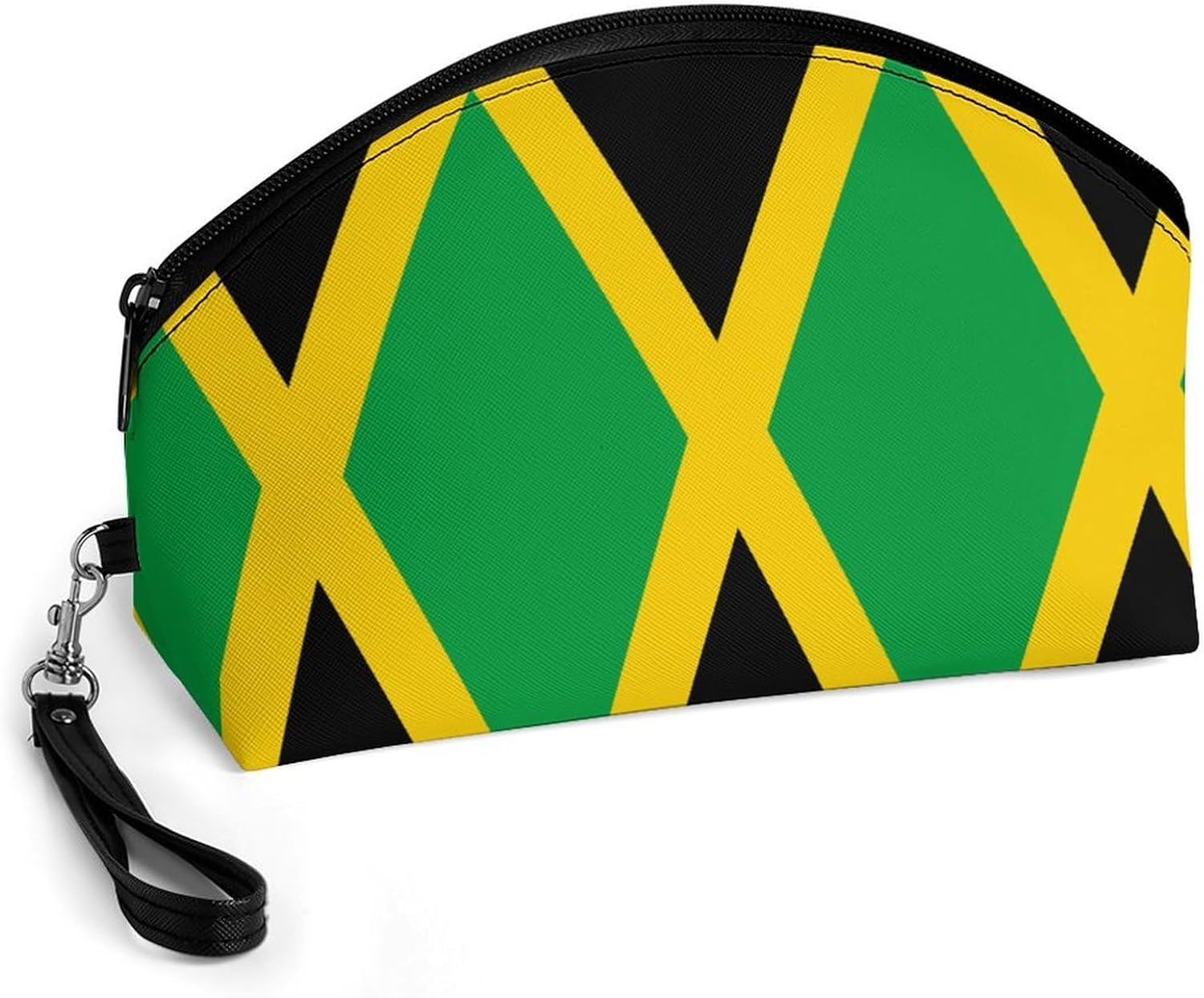 Jamaican Flag Women's Curved Makeup Bag for Purse