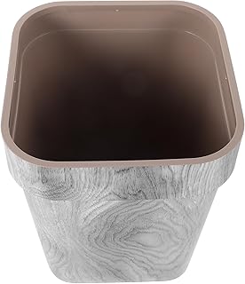 Vintage Wood Grain Trash Can 14l Thickened Square Large Capacity Solid Wood Texture Garbage Bin for Living Room Kitchen Home Office