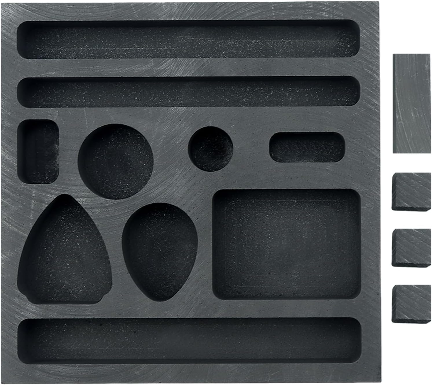 10 Hole Graphite Ingot Mold for Metal Casting, Multi-Cavity Graphite Mold for Gold Silver Melting, Precious Metal Ingot Mold for Jewelry Making Refining