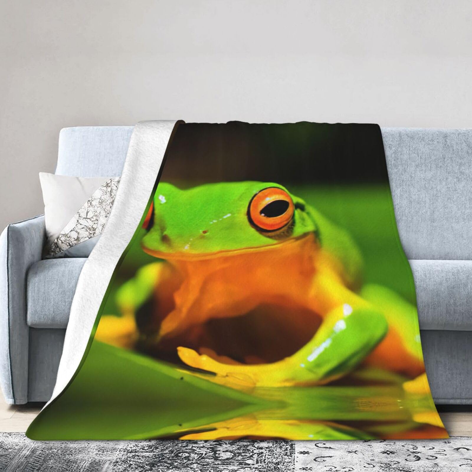 Uusnwaa Soft Cosy Fleece Warm Throw Lovely Tree Frogs Print Blanket