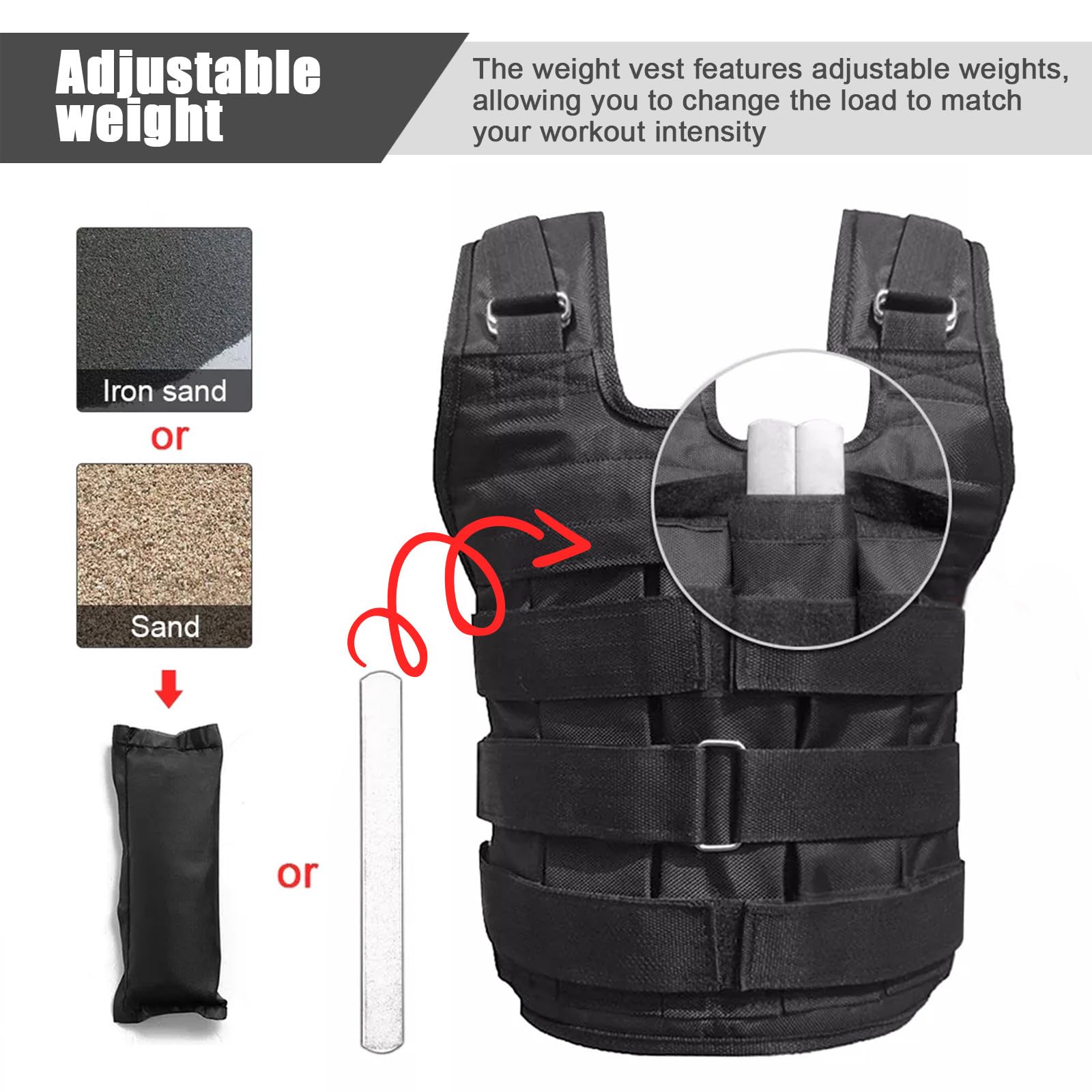 gewichtsweste stilisches design aus oxford stoff verstellbare max 50kg belastbar für fitness und krafttraining für damen und herren beim laufen und fitnessstudio