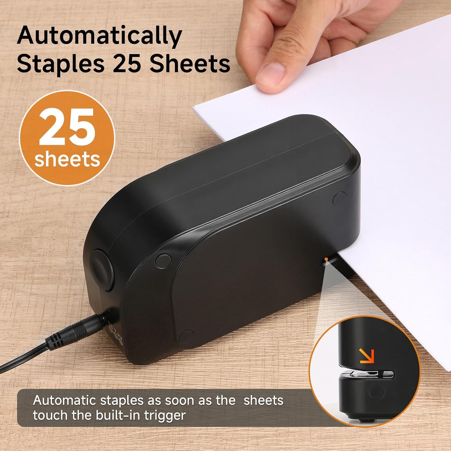 TYS Automatic Electric Stapler, 25 Sheet Capacity, with Staple Remover and 3000 Staples, 24/6 and 26/6 Compatible