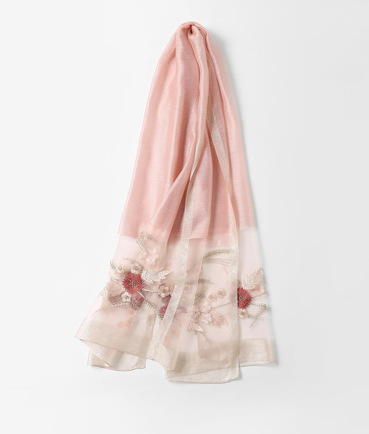 Jeelow Women's Silk Wool Scarf Shawl - Lightweight Floral Embroidered Wrap for Wedding, Party, Prom Fashion Accessory - Image 3