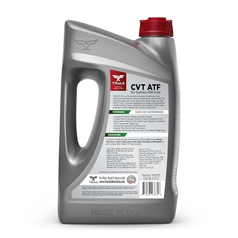 TRIAX CVT ATF Fully Synthetic Automatic Transmission Oil for CVT Transmission: Sure-Shift Nonslip Technology Exceeds OEM Specifications Universal Compatibility (5 quarts/4.73 ltrs)