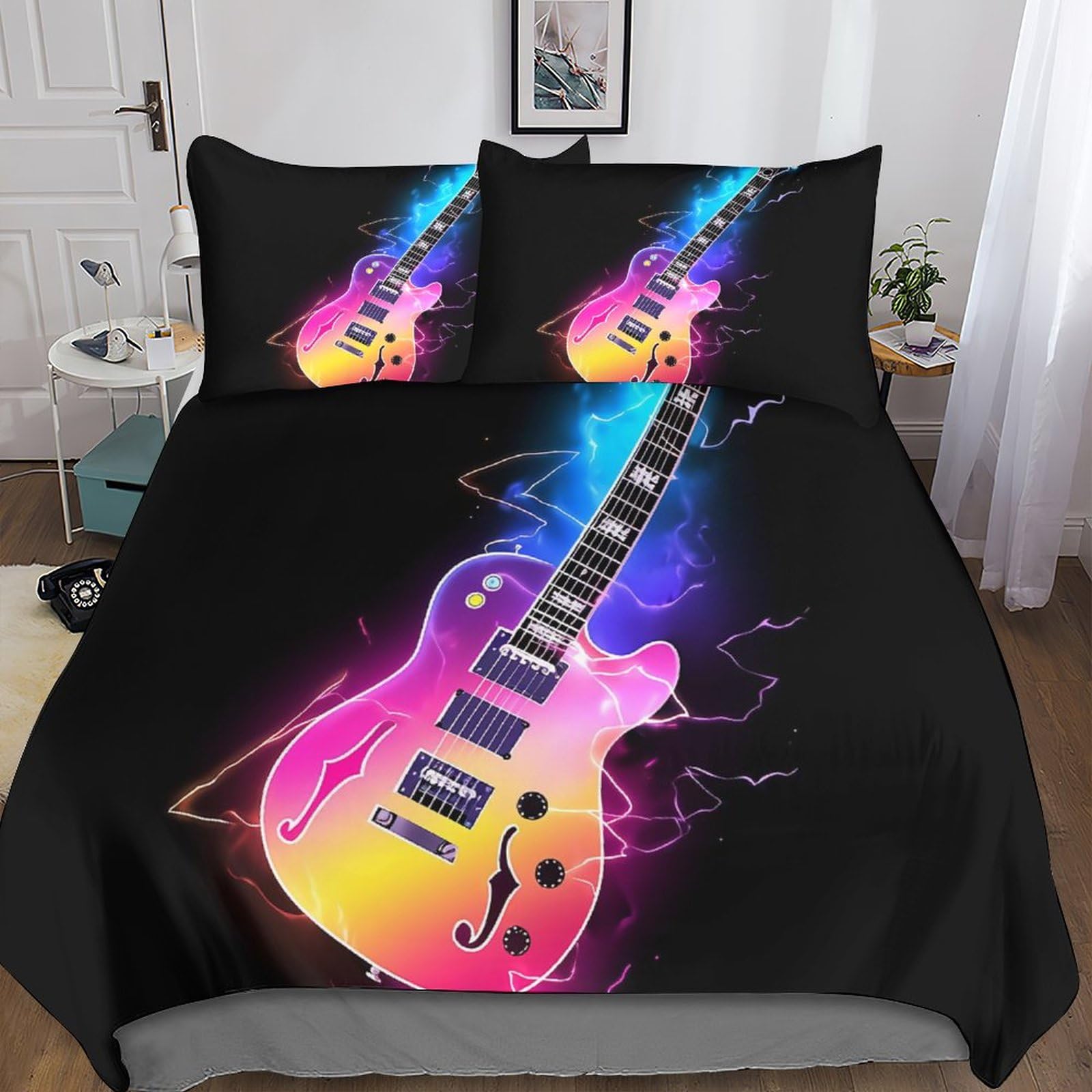 Housse de couette guitare LUMZAG pour sublimer la décoration de chambre d'un ado musicien