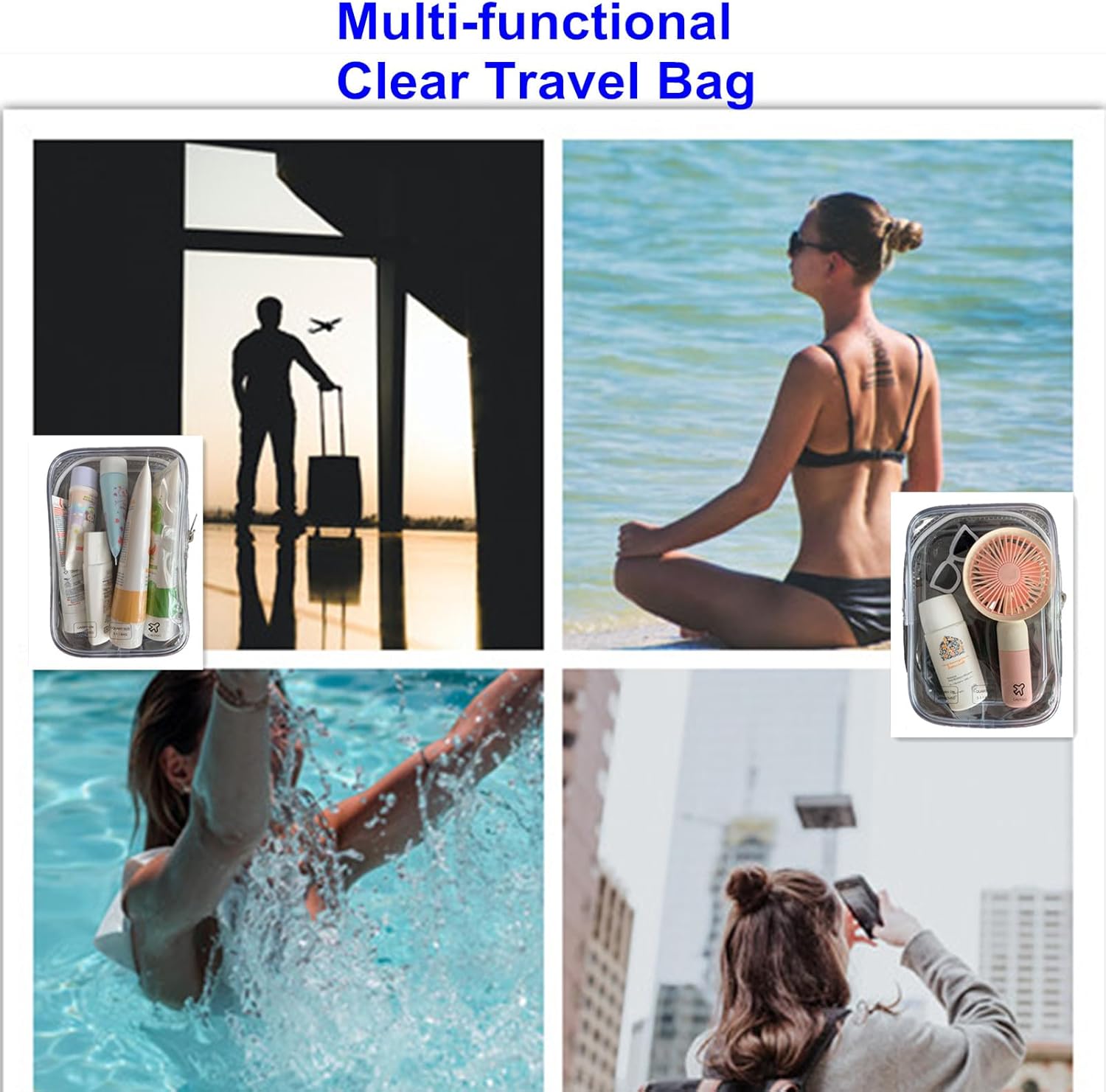 Kit De Aseo Transparente De 2 Piezas, Kit De Viaje Para El Avión, Conjunto De Viaje En Equipaje De Mano, Bolsa De Cosméticos Para Hombres Y Mujeres TSA Bolsa De Transporte Conforme