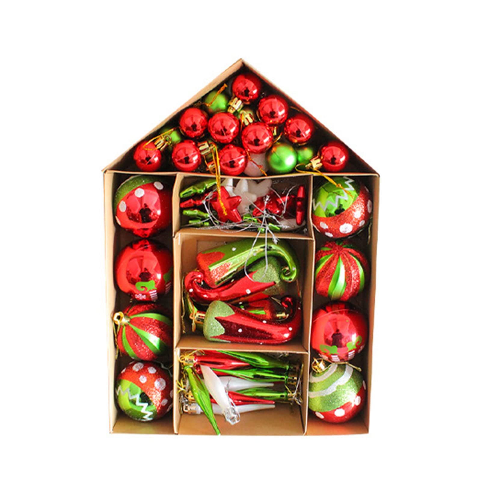Buxuaaaa Christmas Ball Ornament 70pcs / box Hanging Christmas Ball Pendant Ornament Baubles Balls Ornaments Accessory Set