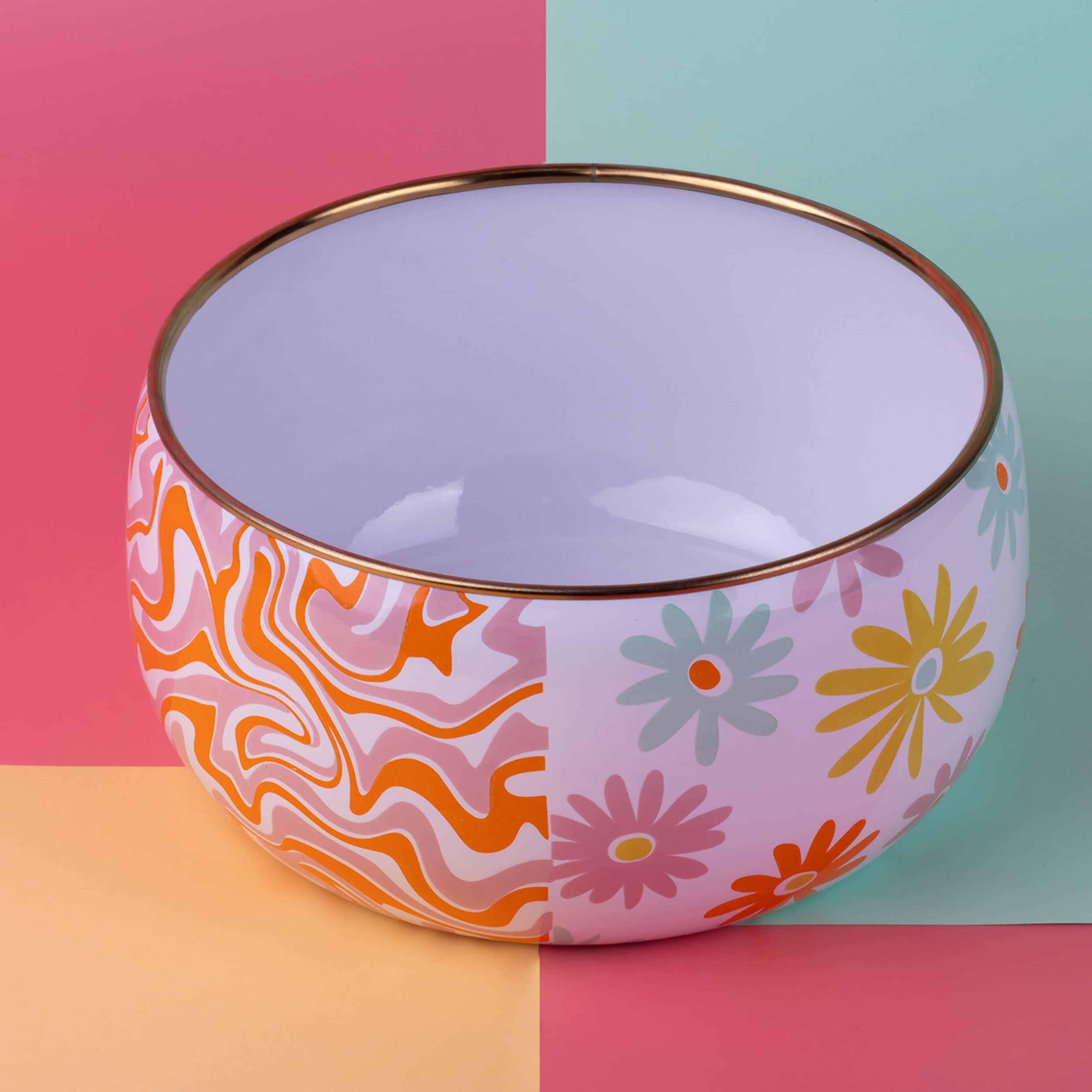 EMAYlab RETRO HİPPİ 18 cm Dekoratif Emaye salata kasesi, sunum kasesi,