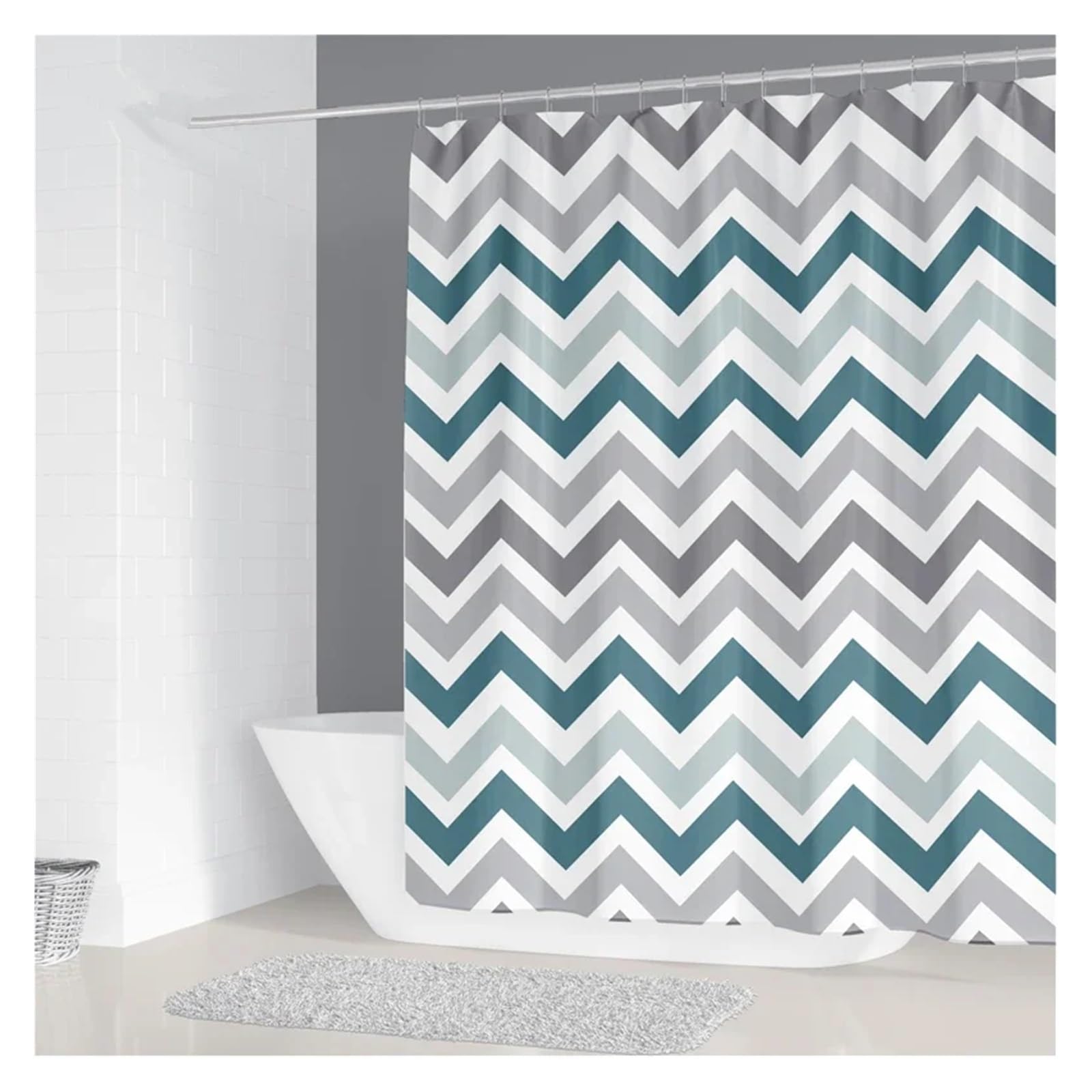 Cortina de ducha impermeable de 200 x 180 cm, diseño geométrico simple, poliéster, decoración del hogar, con 12 ganchos, cortinas de ducha para baño (color 11, 160 x 180 cm)
