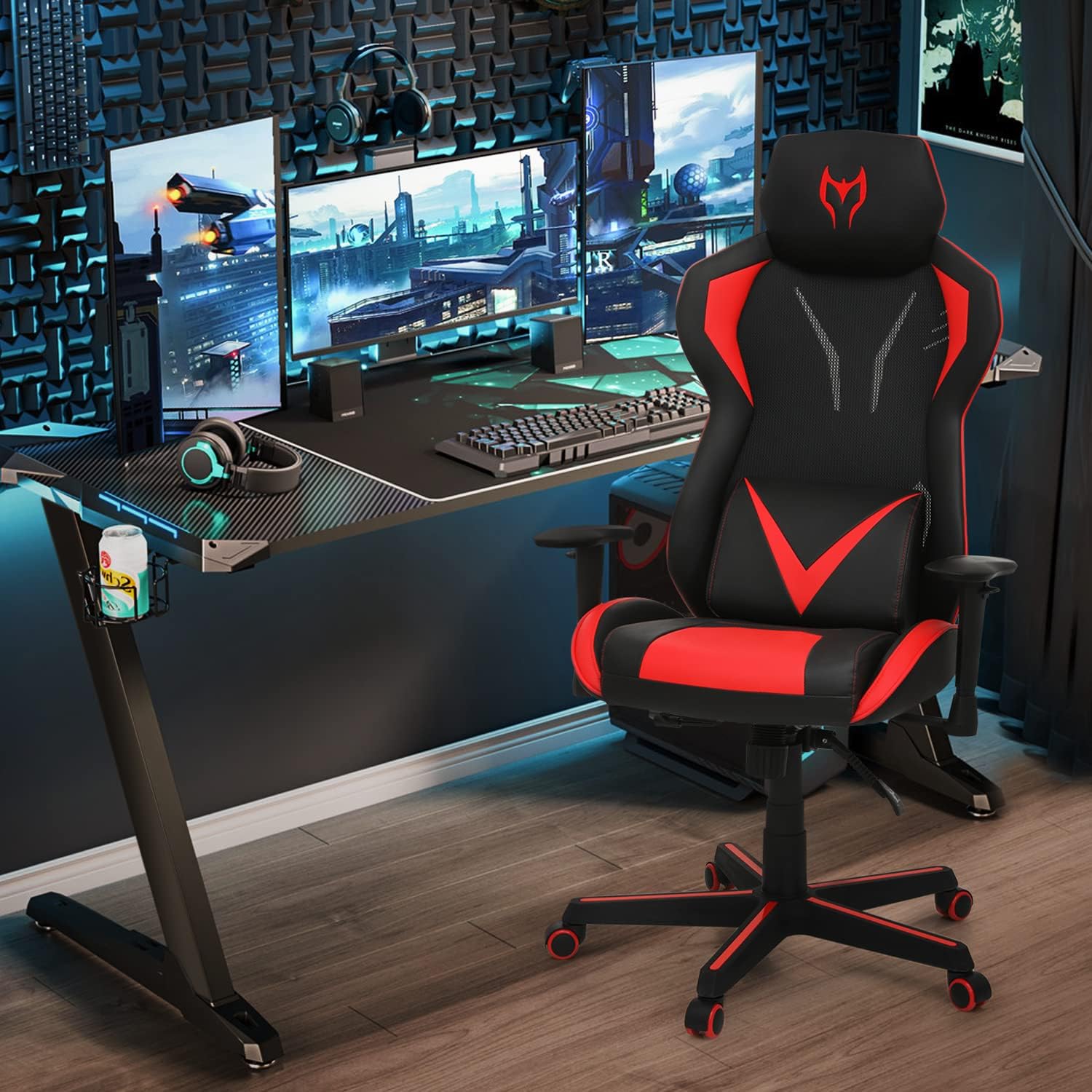 MoNiBloom Ergonomic Gaming Chair 250lbs Capacity Racing Style Lumbar Support Computer Chair PU