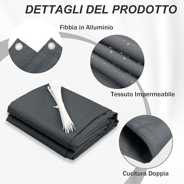 HENG FENG Frangivisto per Balcone 1.2x3m, 160g/㎡ PES Telo Balcone ringhiera,Protezione Privacy, Anti-UV, Impermeabile,Resistente al Vento, con Cinghie, Antracite - 2