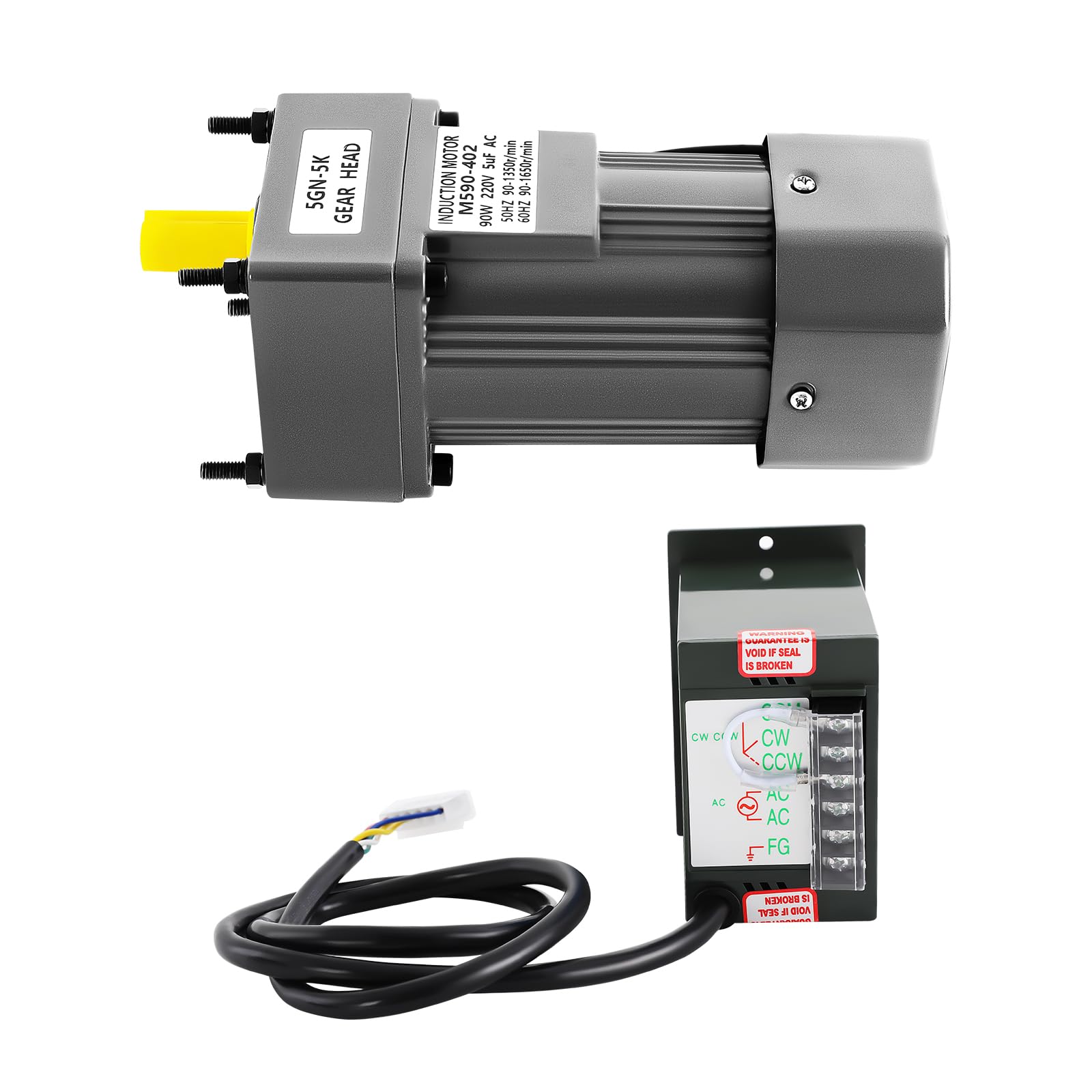 Motor de engranajes de 90W 220V CA, motor eléctrico, reductor de velocidad, motor monofásico, alto par, ajustable con controlador de velocidad 0-270RPM 5K
