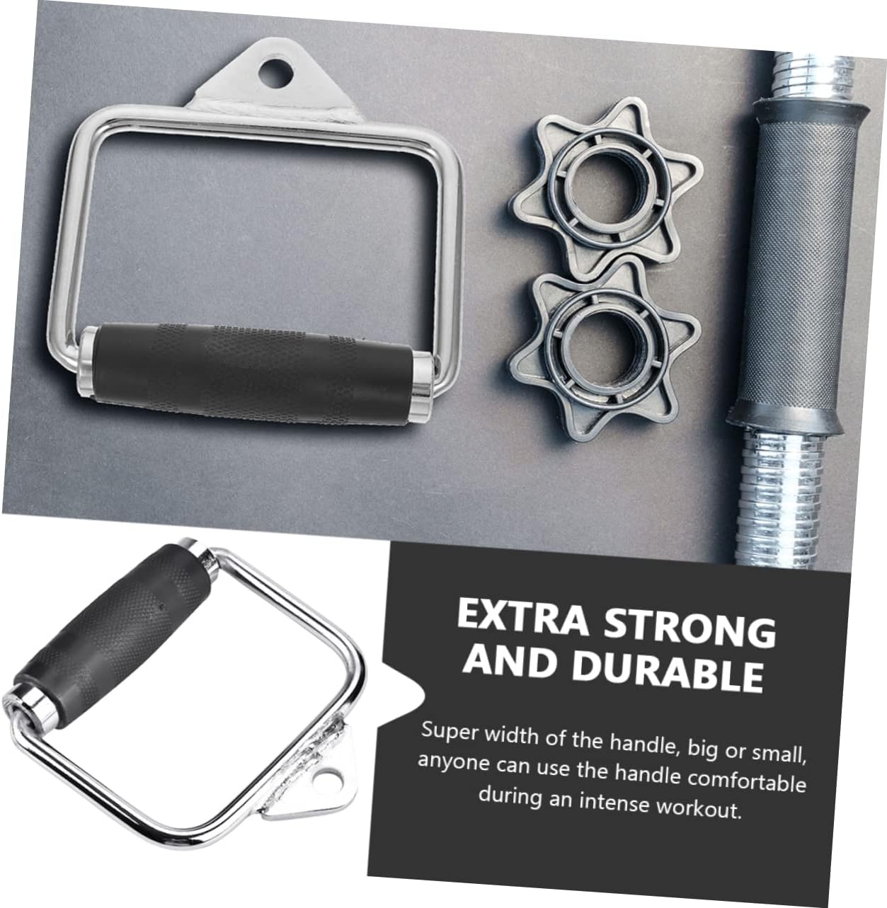 Sosoport 2Pcs D-Handle Resistance Band Handles for Home Gym Equipment Ergonomic Rubber Grip Fitness Accessories for Triceps Strength Training Portable Cable Machine Attachments