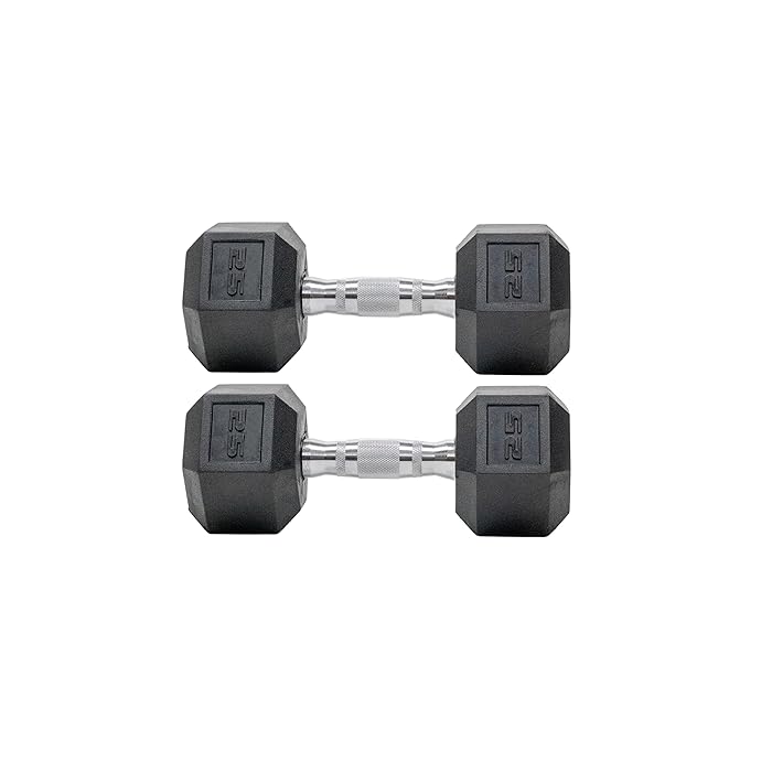 Buy Tru Grit Fitness Rubber Hex Dumbbells Featuring Ergonomic Chrome