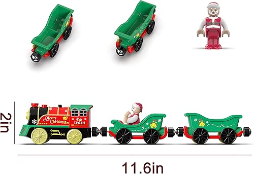 Miniatura 6 de Juego de tren eléctrico para pistas de madera, juguete de trenes a batería con luces y sonidos para niños pequeños, tren motorizado para niños,