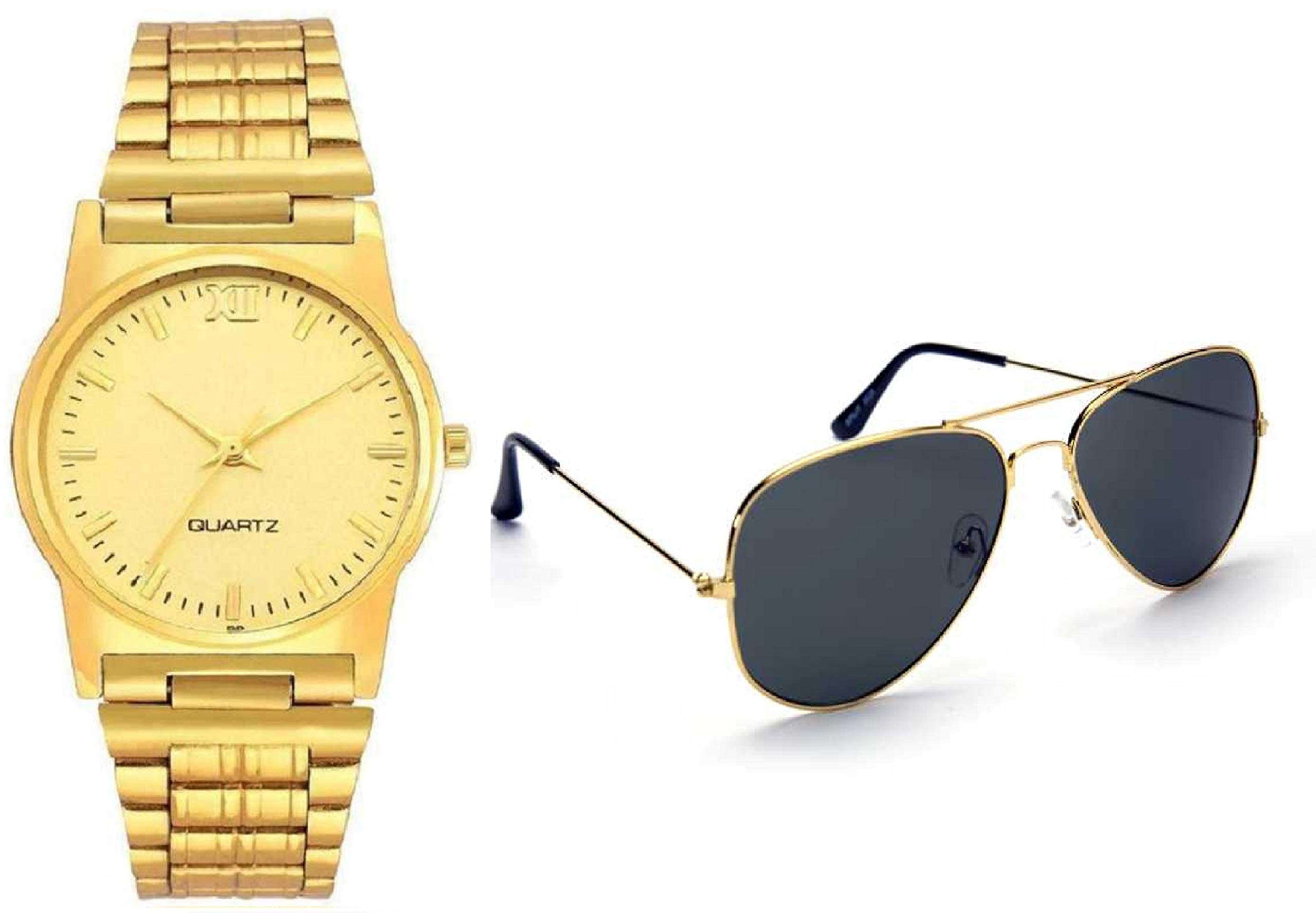 ZUPERIA Gold Chain Analog Watch with Free Sunglasses for Boys & Men (Gold) (B08K3N9P9X) Amazon Price History, Amazon Price Tracker