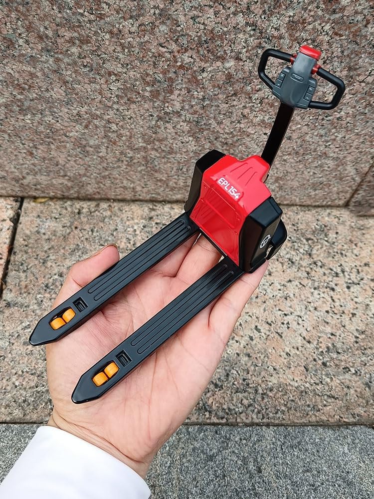 1:10 Zhongli Electric Hand Push Pallet Truck Replica Moving Forklift Model Swivel Handle Static Collection Zinc Alloy Toys Gift