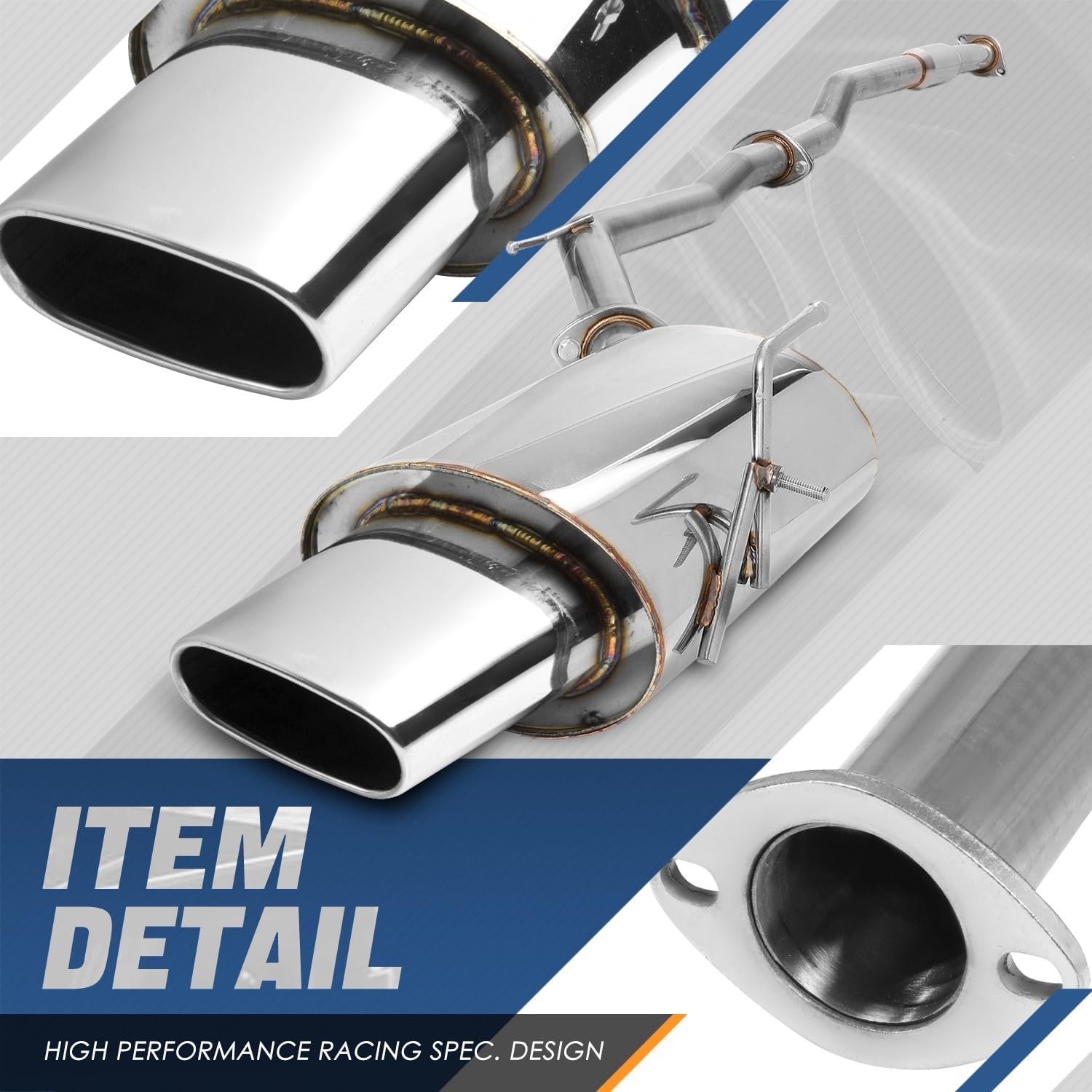 Auto Dynasty 3 Inches Oval Muffler Round Tip Catback Exhaust System Compatible with 2002-2006 Altima 4-Cyl, Stainless Steel