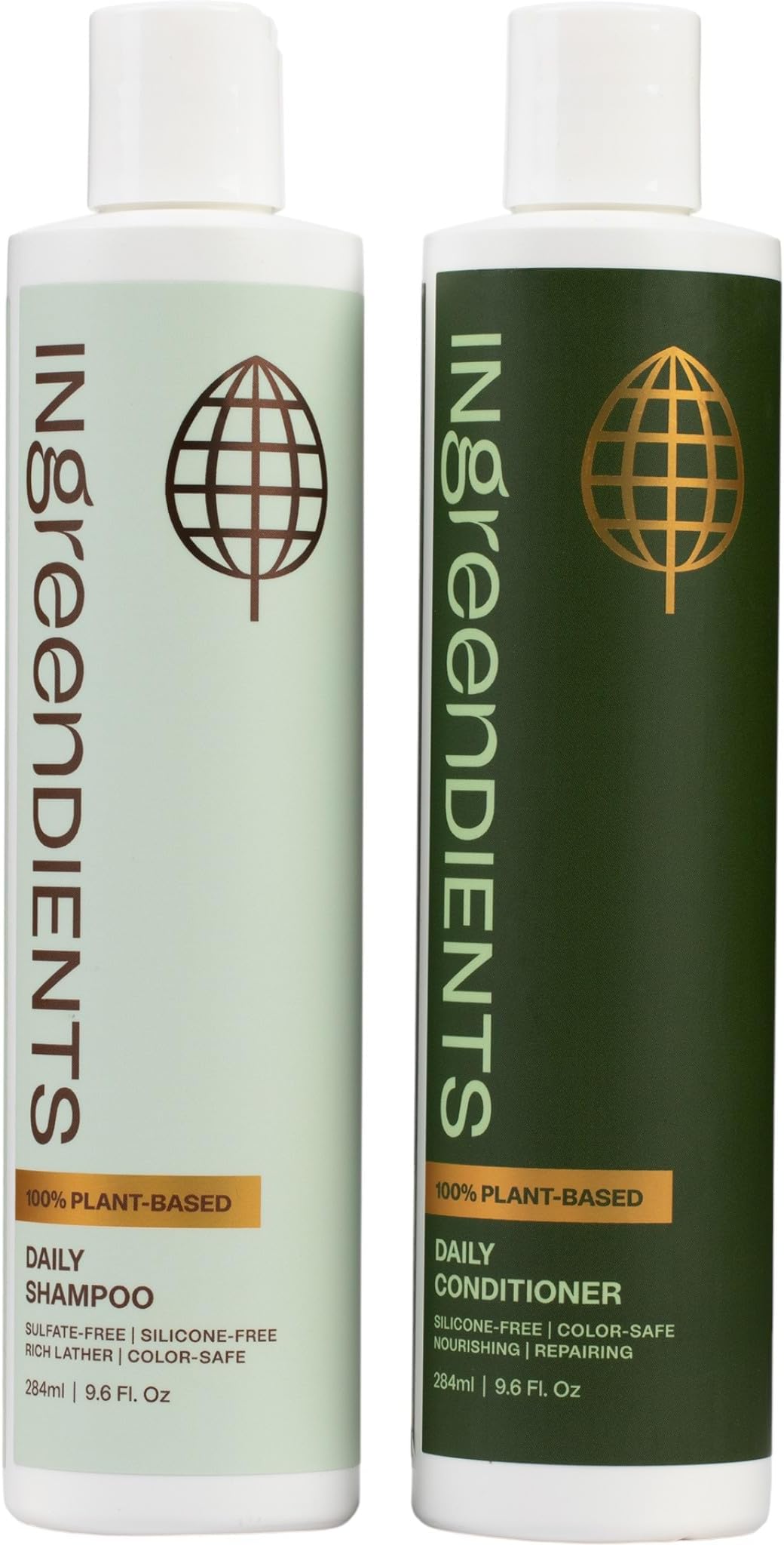 Ingreendients Non Toxic Vegan Shampoo and Conditioner with Organic Ingredients, Apple Cider Vinegar, Tea Tree Oil - Color Safe, Paraben & Gluten Free, Silicone & Sulfate Free, pH Balanced