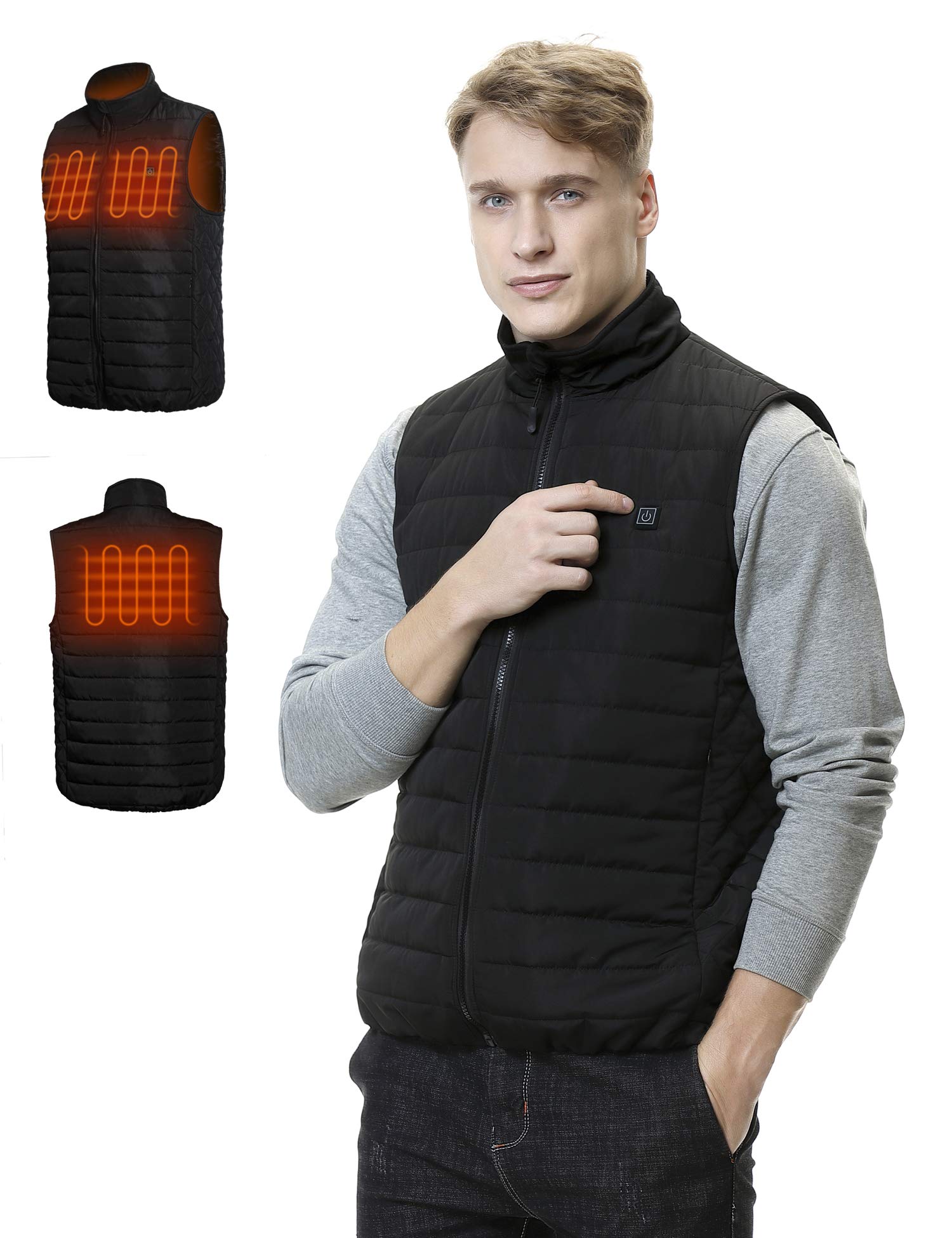 NORA TWIPS Men's Heated Vest 5V Electric Heating Vest with Battery Pack (S-XXL)