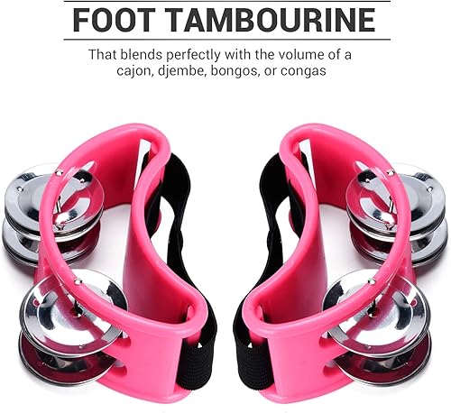 Miniatura 2 de Facmogu Pandereta de pie, pedal de percusión para instrumentos musicales con cascabeles de acero para tocar batería y guitarra, agitadores de