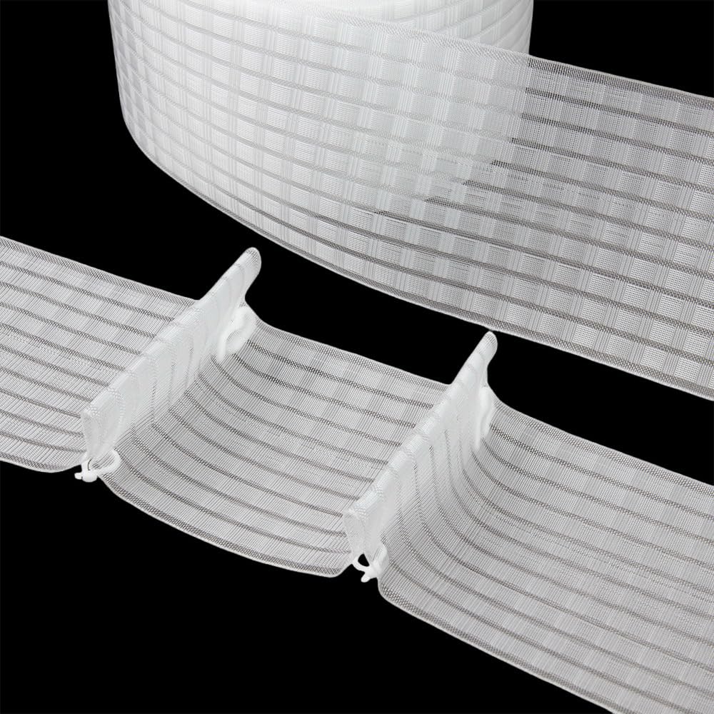 Oz-Is Dar Tekstil Gardinenband 50 Meter 100 mm Multitaschenband Universal 100% Polyester Transparent Faltenband zum Annähen für Vorhänge und Gardinen 4417MPA