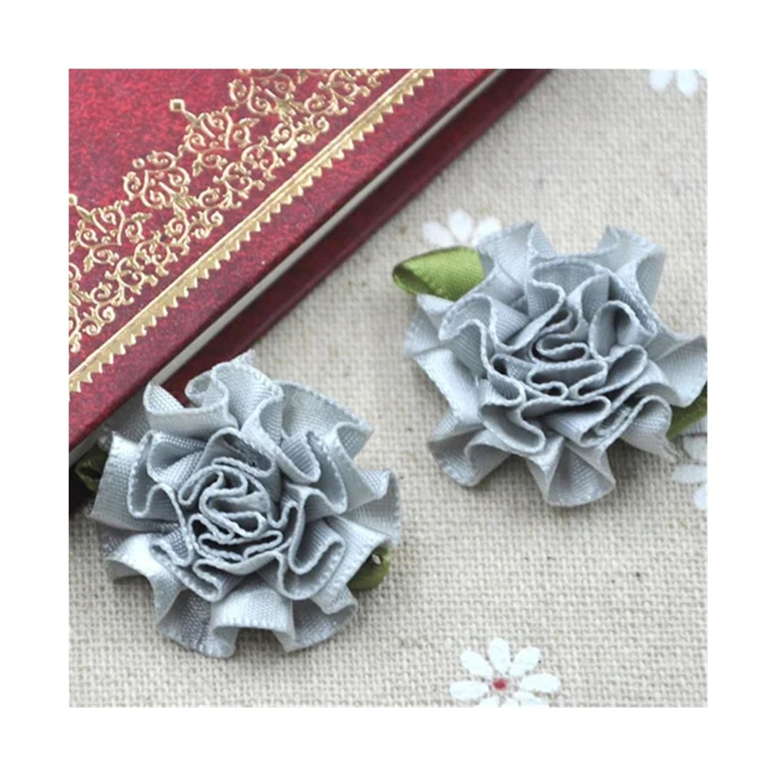 SUODEBYY Fabric Flowers 40pcs U Pick Ribbon Flower Carnation Appliques Sewing/craft/wedding Lots(Color 03)