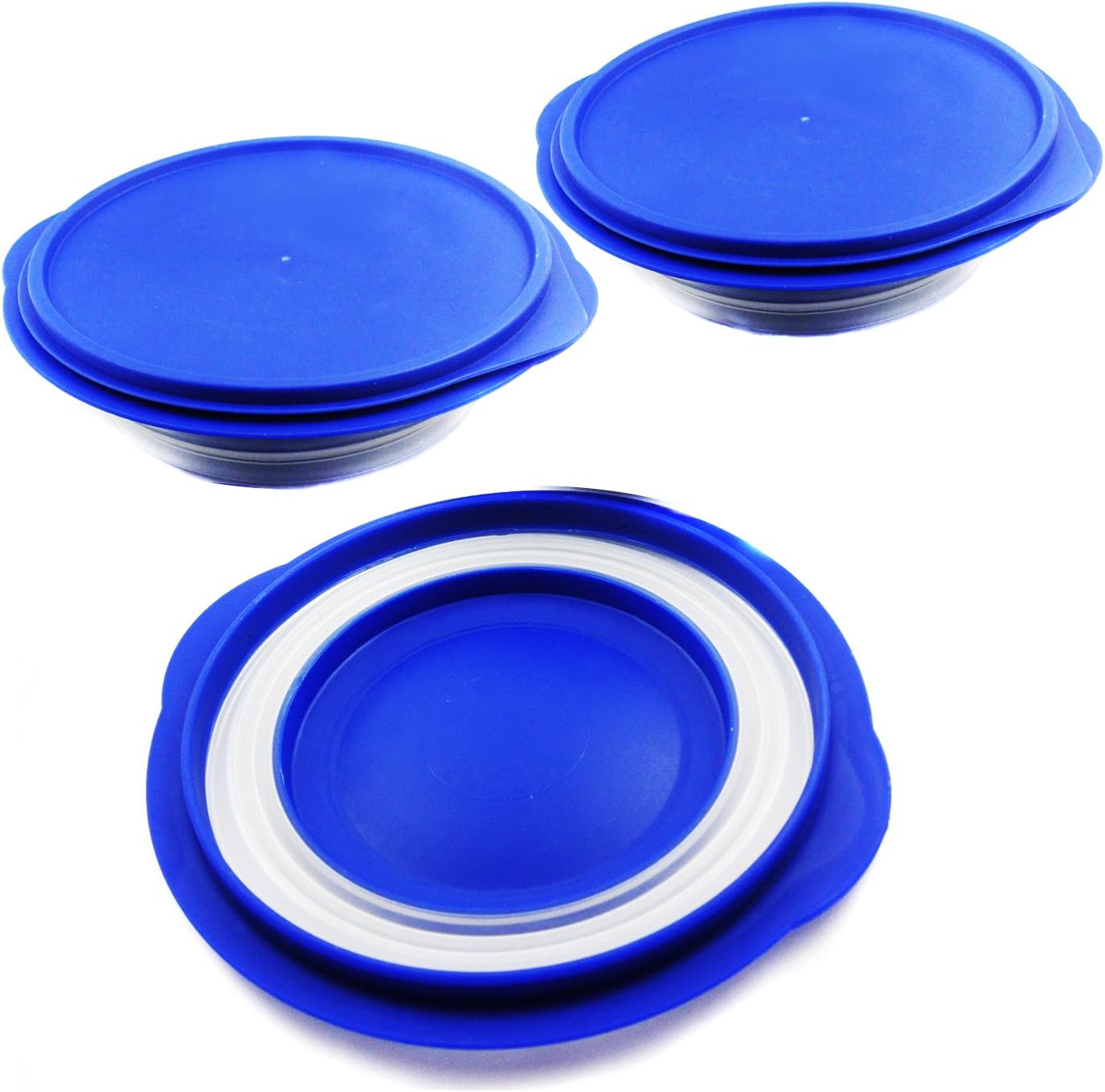 Alfie Pet - Set of 3 Ian Pet Expandable/Collapsible Travel Bowl with Lid - Size: 2.5 Cups, Color: Blue