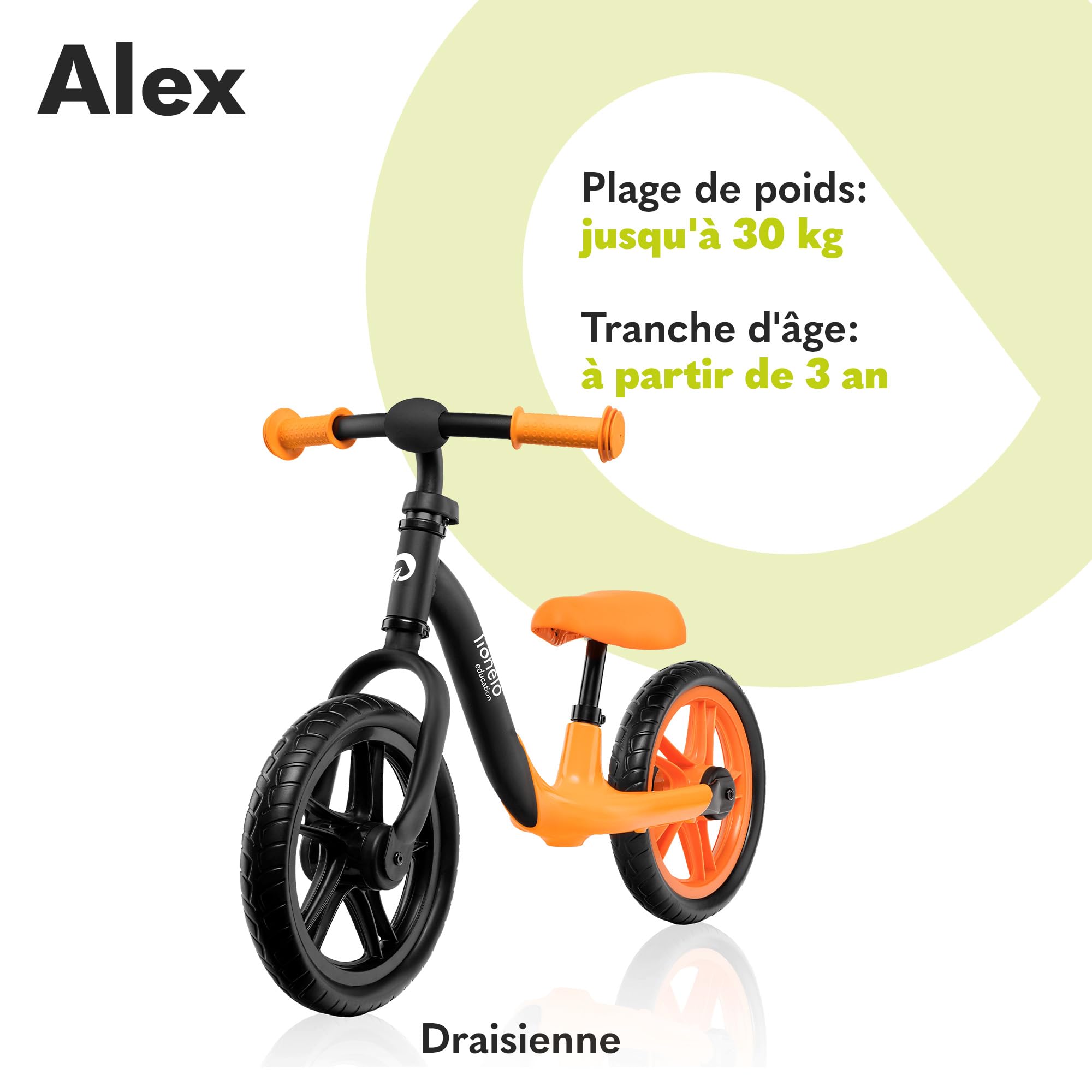 lionelo Alex Velo Enfant vélo d'équilibre jusqu'à 30 kg, Grandes possibilités de réglage, Roues en Mousse EVA, légère Construction Durable, Plaquettes antidérapantes : Lionelo lionelo Alex Velo Enfant vélo d'équilibre jusqu'à 30 kg, Grandes possibilités de réglage, Roues en Mousse EVA, légère Construction Durable, Plaquettes antidérapantes : Lionelo