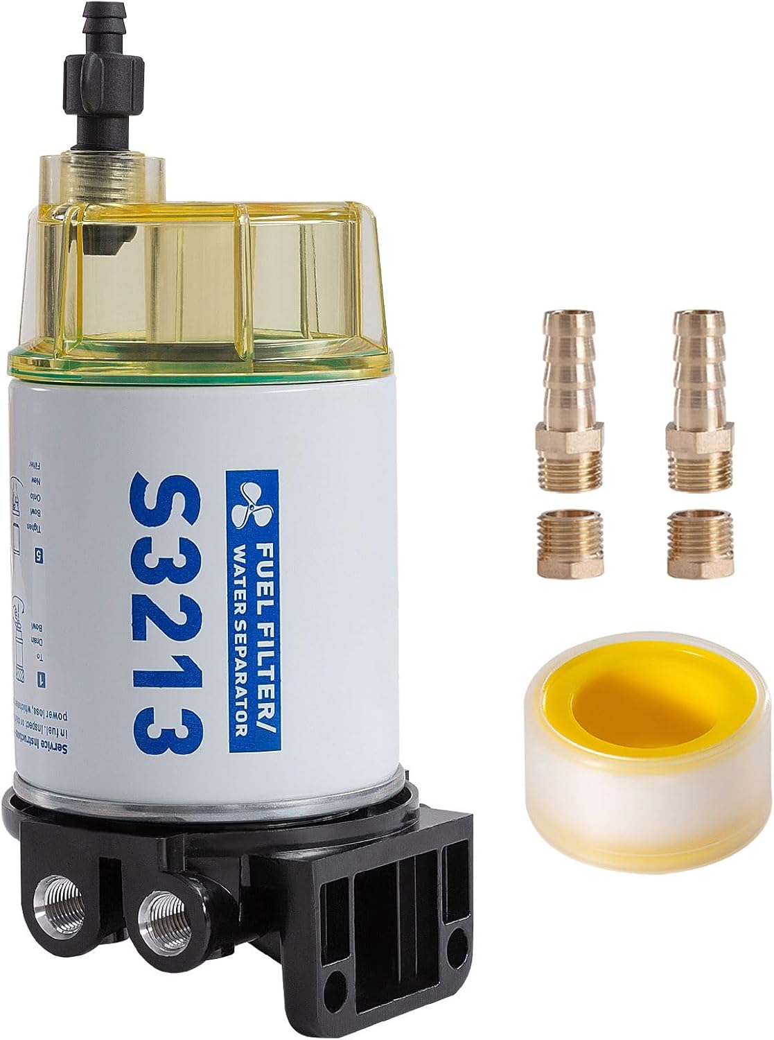 S3213 Marine Fuel Filter Water Separator Assembly with Bowl Replacement for Mercury Marine Outboard Motor Replaces 35-60494-1 S3213 18-7932-1 18-17928 35-809097