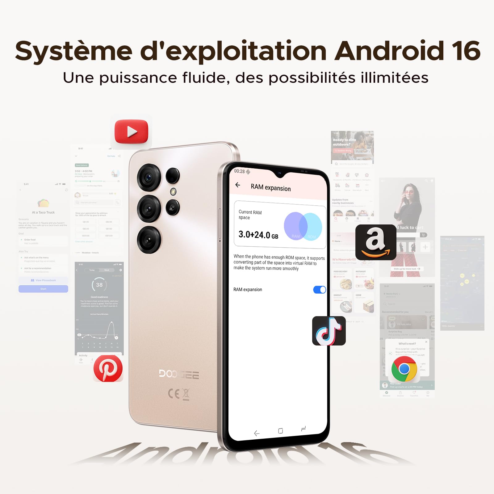 NOTE56 X Android 16 Smartphone Pas Cher, 6150mAh Telephone Portable, Écran 6.56" HD+ 90Hz, 24 Go+64 Go/2 to,Octa Core, Double SIM Débloquée Smartphone, 8MP+5MP, Face ID, 3.5mm Jack,GPS,OTG