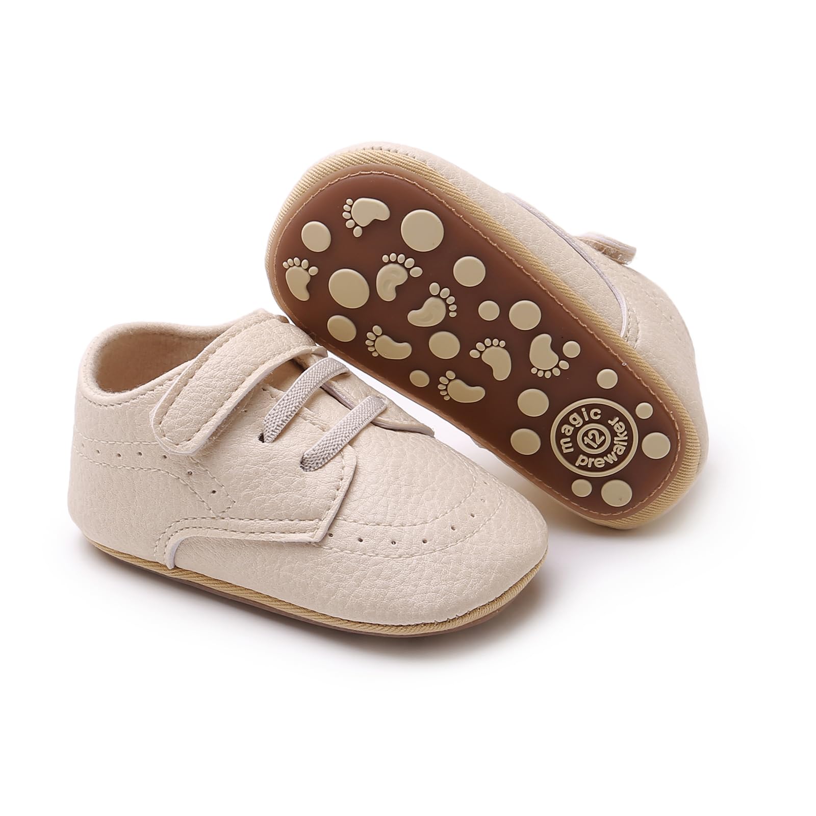 SOFMUO Baby Boys Girls High Top Ankle PU Leather Sneakers Soft Rubber Sole Infant Moccasins Newborn Oxford Loafers Anti-Slip Toddler Wedding Uniform Dress Shoes