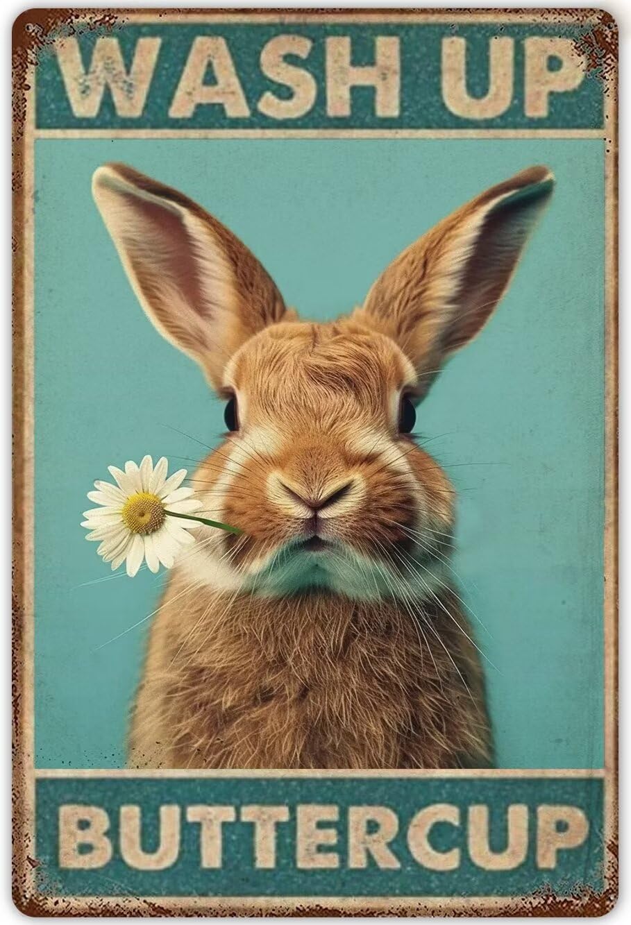 Anceky Rabbit Painting Canvas Wall Art Living Room Posters Wash Up Buttercup Funny Bathroom Decor Wall Decor s For Retro Poster Bedroom Garage Club Bar Painting Unframed 12x16 Inch