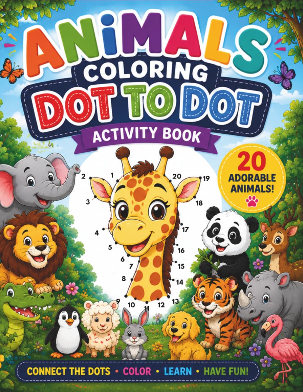 Animals Coloring Dot to Dot Activity Book