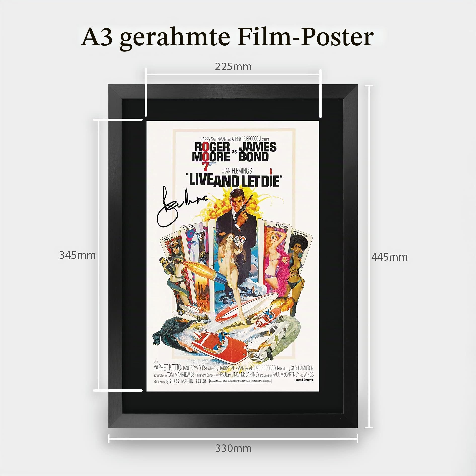 HWC Trading A3 FR James Bond - Leben und sterben lassen Movie Poster Roger Moore Geschenk GESTALTET A3 Printed Autogramm Film Geschenke drucken Fotobildanzeige Signed