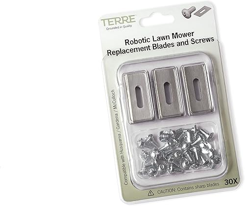 Miniatura 2 de Terre Products, paquete de 30 cuchillas de repuesto para cortacésped robóticas, compatibles con Husqvarna Automower, Gardena Sileno, McCulloch ROB S