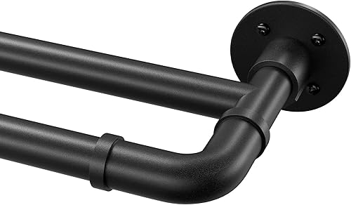 Miniatura 8 de YeYeBest Barras de cortina dobles industriales para ventanas de 28 a 48 pulgadas, barras de cortina dobles telescópicas, juego de barras de cortina