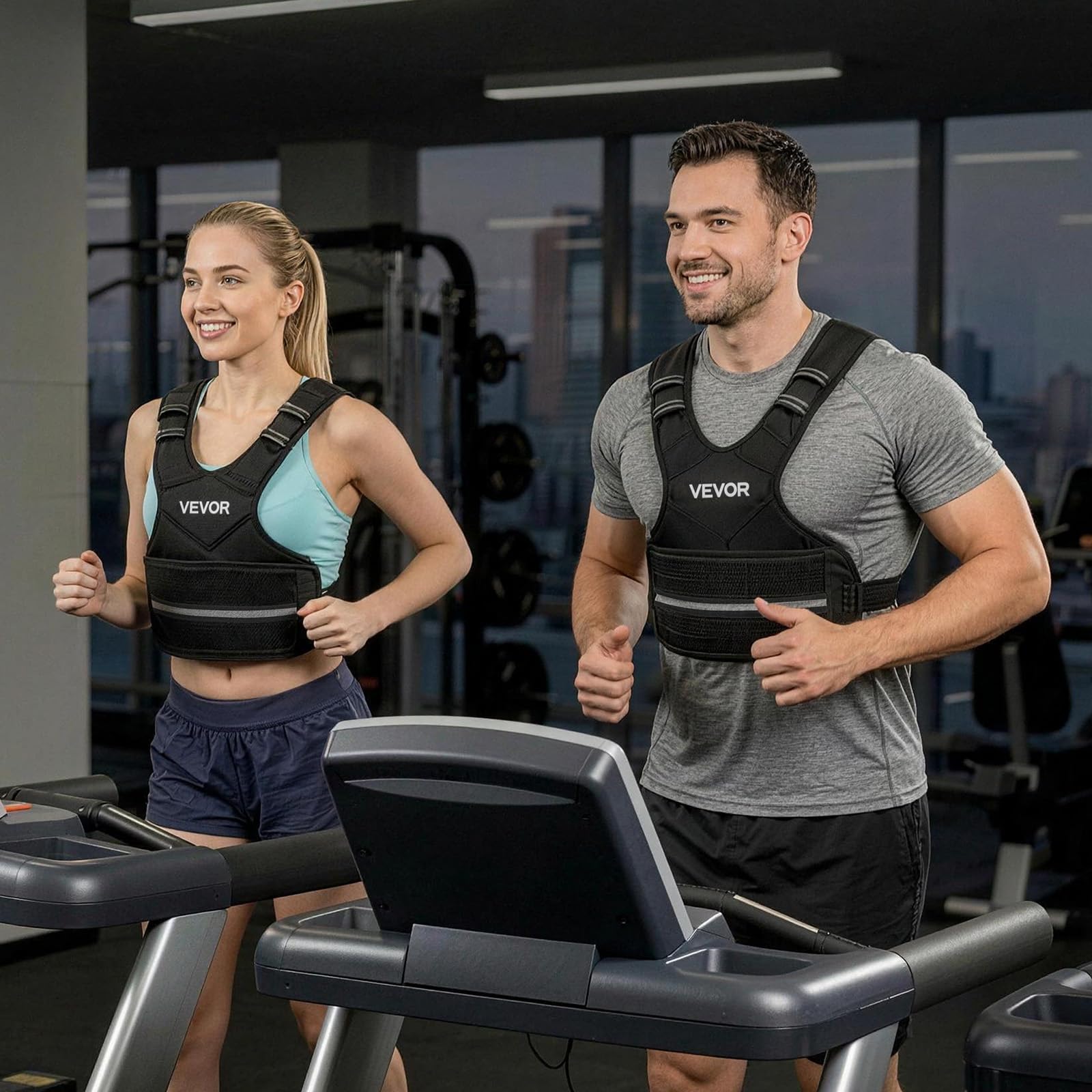 VEVOR Chaleco Lastrado Ajustable de 14,5 kg, Chaleco Ponderado con Forma de X, con 6 Paquetes de Pesas Extraíbles de 0,9 kg, para Entrenamiento de Fuerza, Correr, Fitness, Desarrollo Muscular