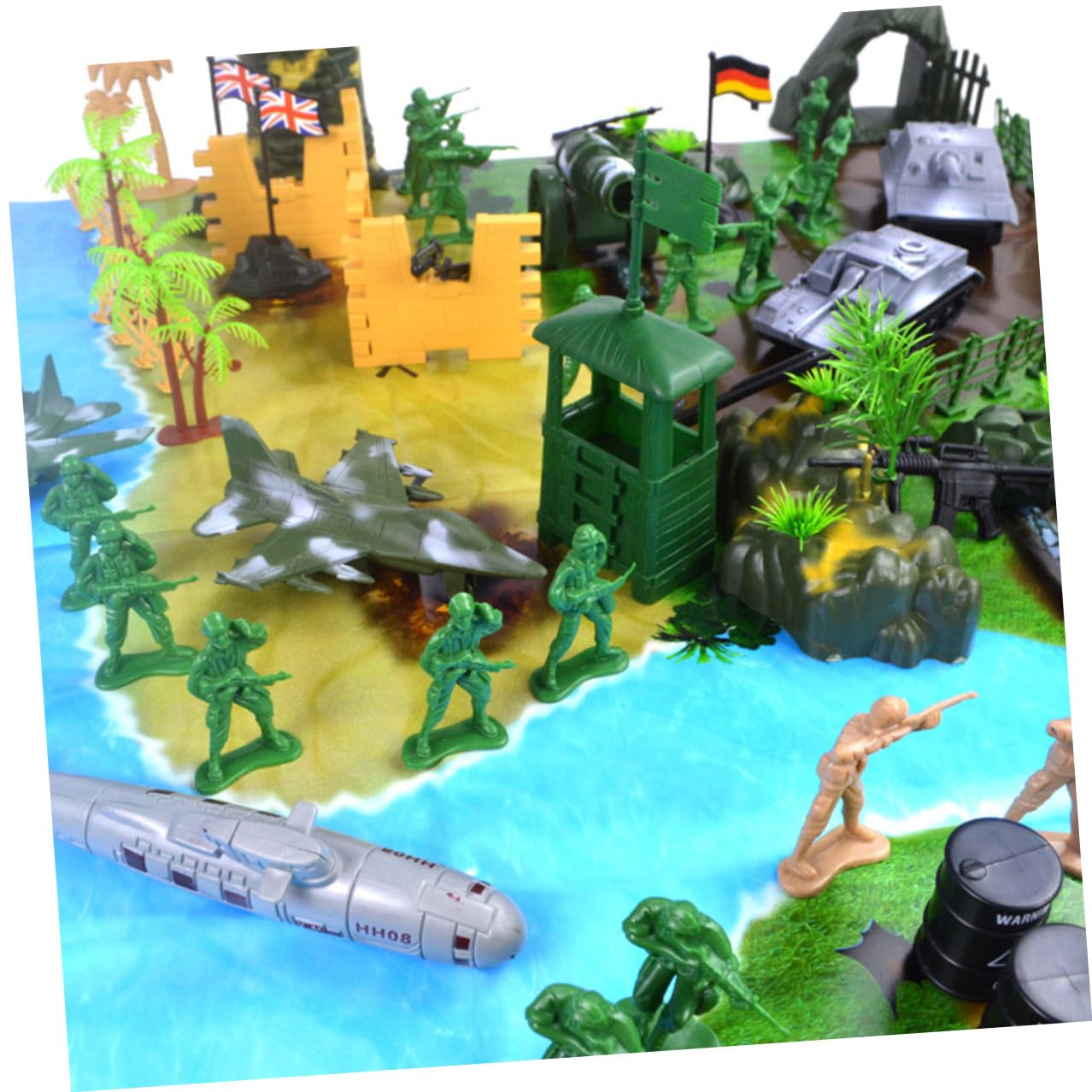 Set Soldatini Militari 130 Pezzi in Plastico, Giocattolo | Design Realistico, Adatto a Tavolo Sabbia, Stile Contemporaneo, 130 Pezzi per Attività di Gioco